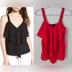NWOT Nordstrom Trouvé red ruffle front top